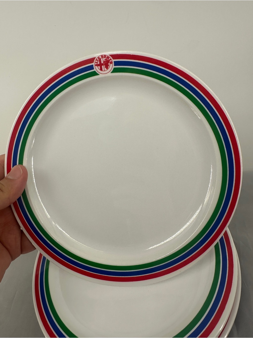 Set of 4 vintage Italian Alfa Romeo melamine small plates